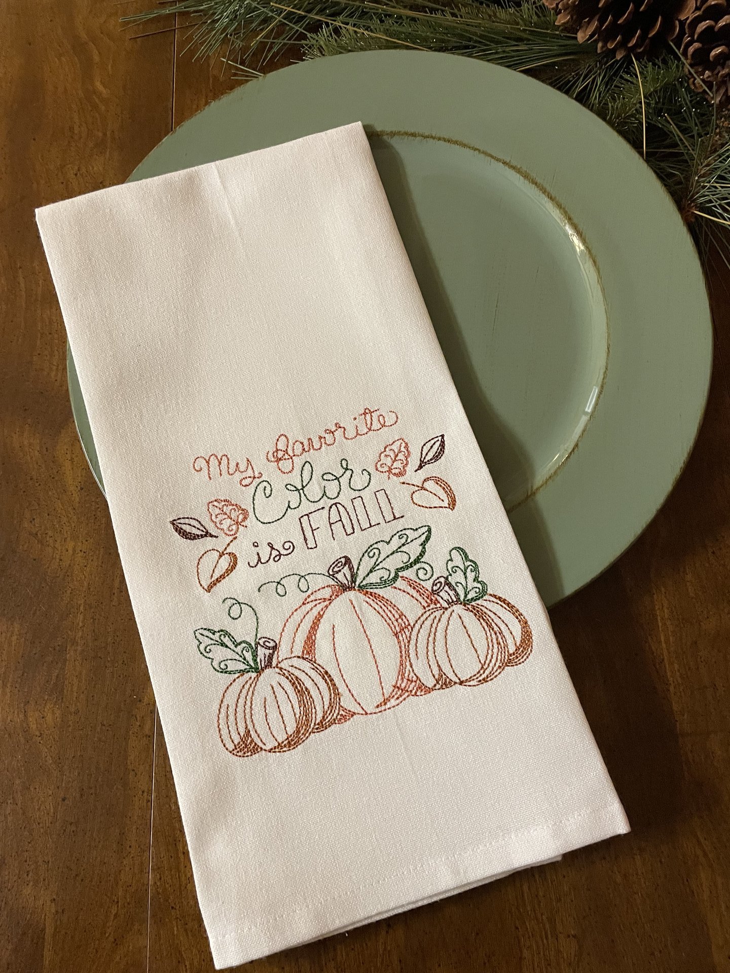 Favorite Color is Fall Pumpkin Tea Towel