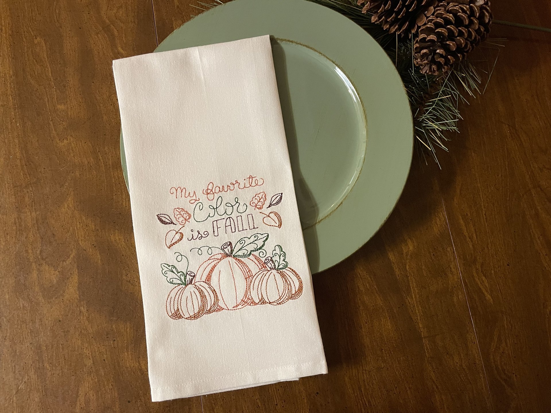 Favorite Color is Fall Pumpkin Tea Towel